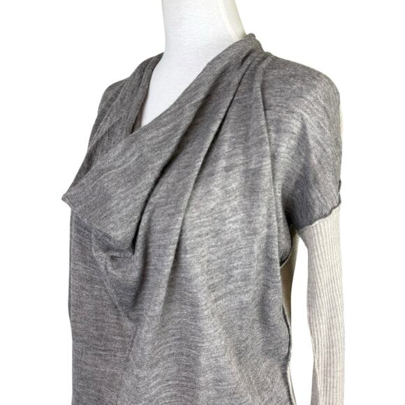 Rebecca Taylor Two Tone Gray Alpaca Wool Blend Cowl Neck Long Sleeve Sweater - Picture 5 of 12